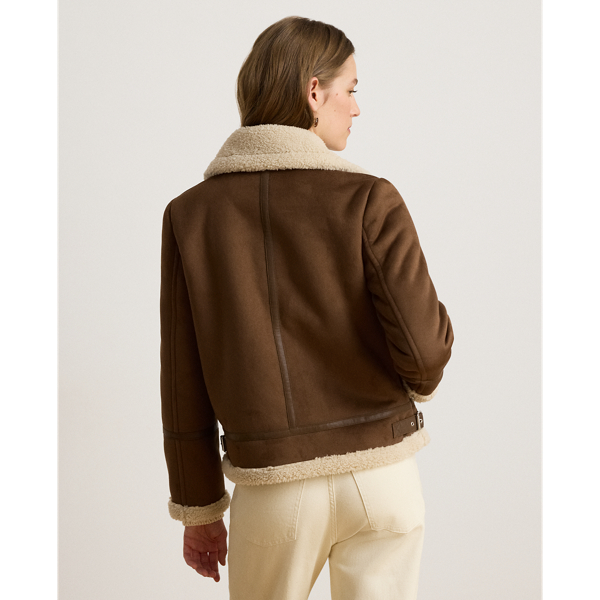 Buckle-Trim Faux-Suede Jacket