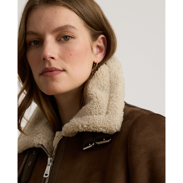 Buckle-Trim Faux-Suede Jacket