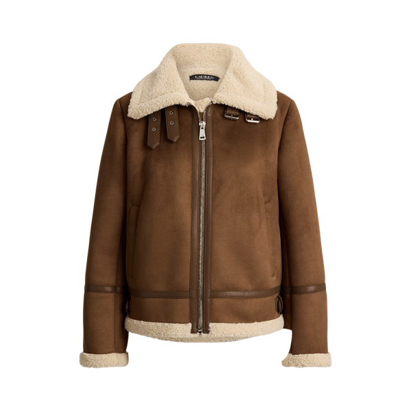Buckle-Trim Faux-Suede Jacket Lauren 1