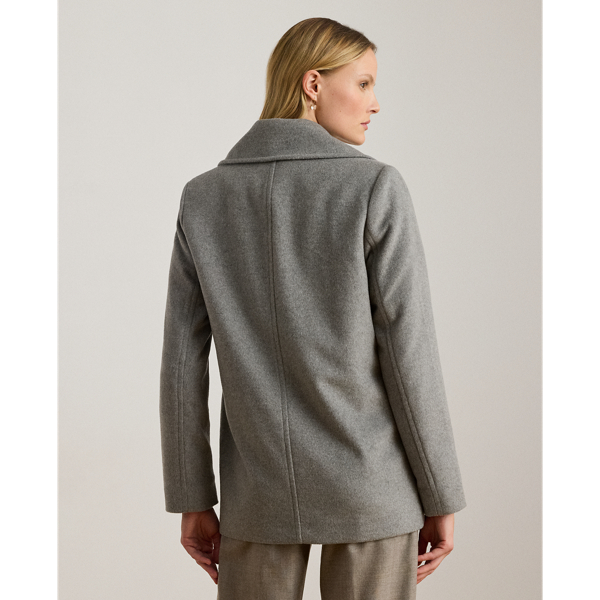 Light Heather Grey Oversize-Collar Double-Breasted Coat Lauren 5