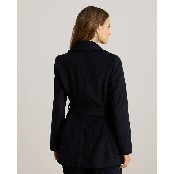 Regal Navy Double-Breasted Belted Wool-Blend Coat Lauren 5