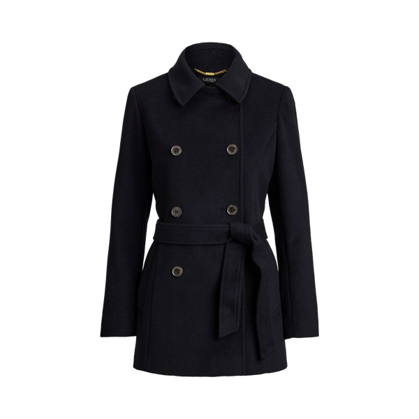 Regal Navy Double-Breasted Belted Wool-Blend Coat Lauren 2