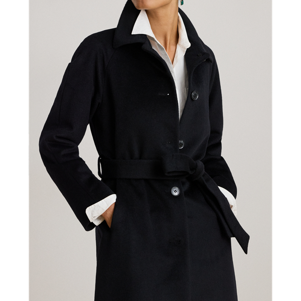 Mantel aus Wollmischung mit Gürtel
