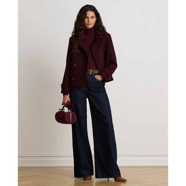 Wool-Blend Double-Breasted Cropped Coat