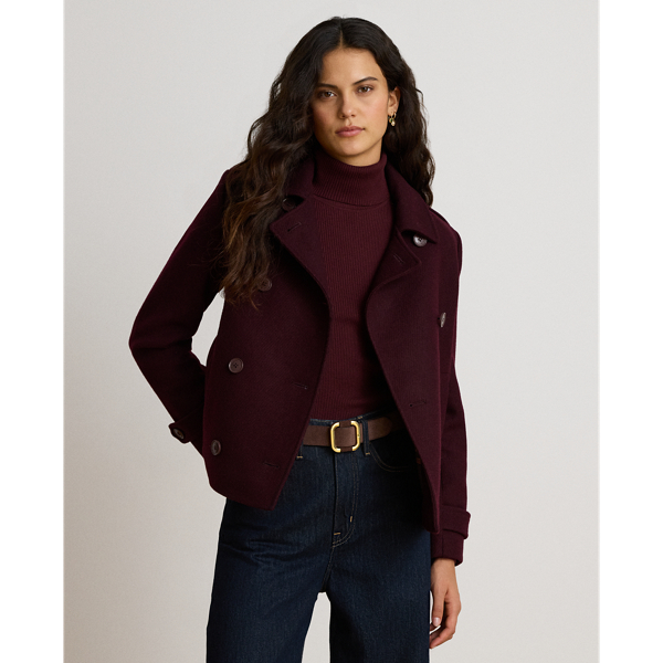 Wool-Blend Double-Breasted Cropped Coat