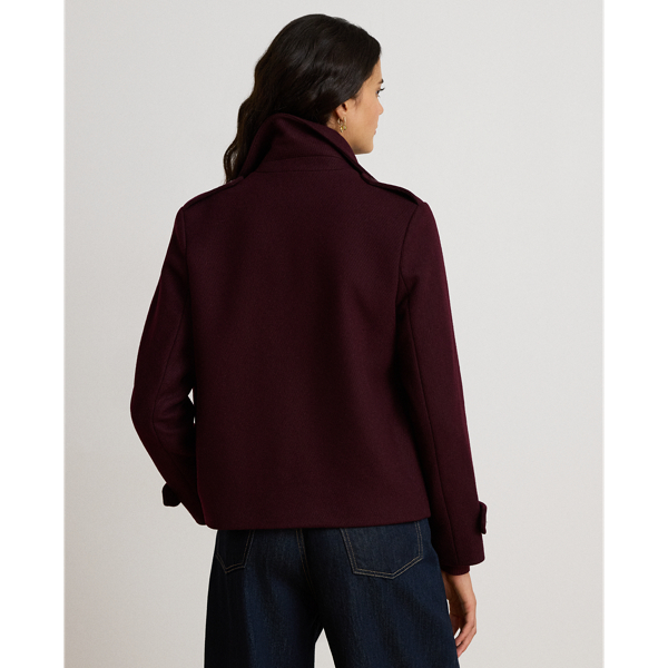 Wool-Blend Double-Breasted Cropped Coat