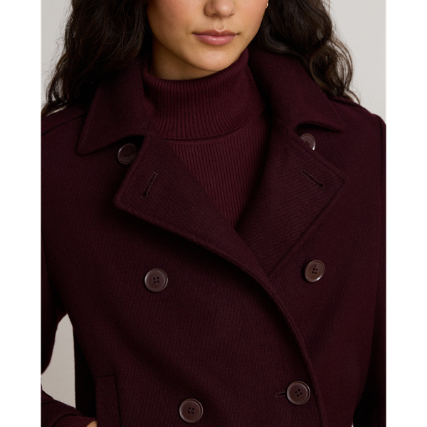 Wool-Blend Double-Breasted Cropped Coat