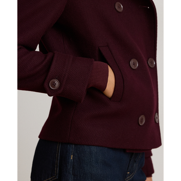 Wool-Blend Double-Breasted Cropped Coat