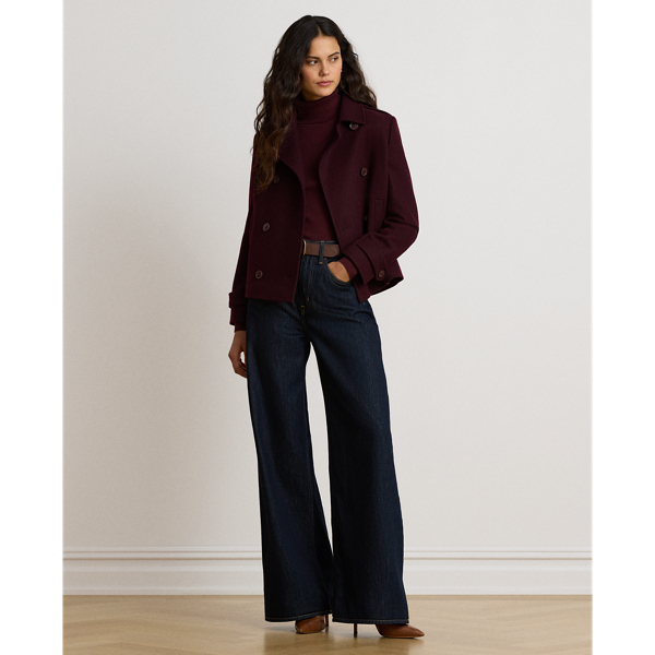 Wool-Blend Double-Breasted Cropped Coat