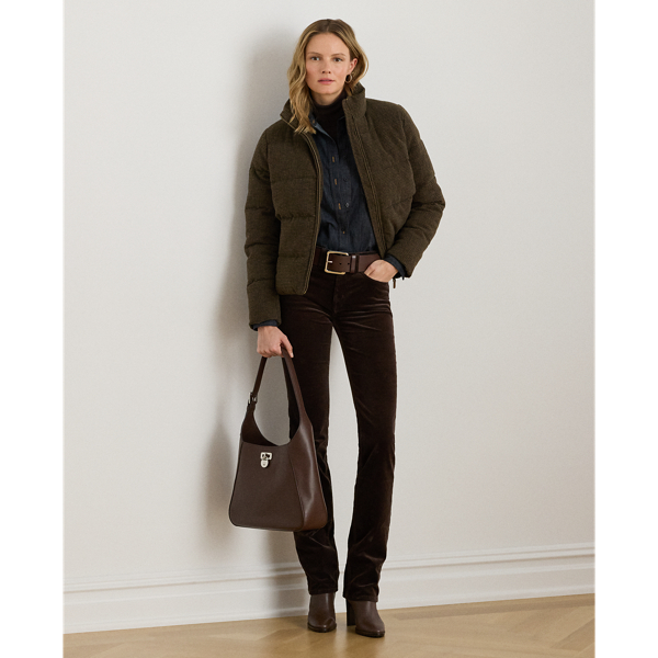【Ralph Lauren】美品 ブラウン チェック ジャケット レディース S チェックド キルテッド パッファー ジャケット | ラルフ