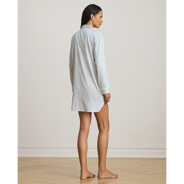 Striped Cotton-Blend-Sateen Sleep Shirt