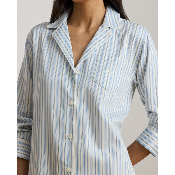 Striped Cotton-Blend-Sateen Sleep Shirt