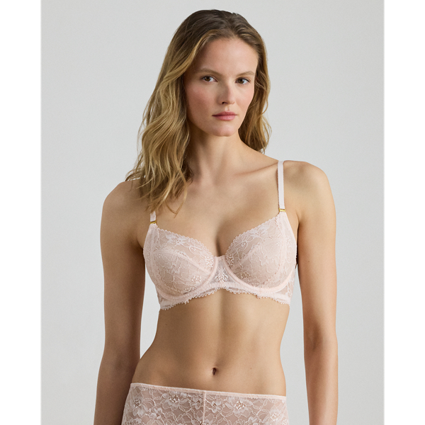 Pink Chiffon Lace Bra Lauren 2