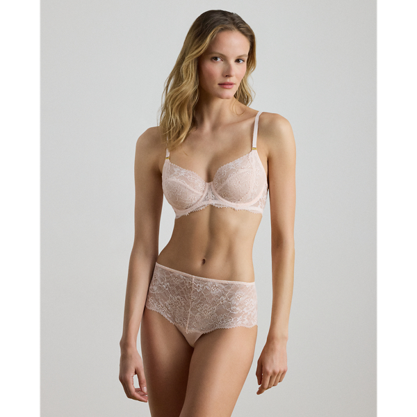 Pink Chiffon Lace Bra Lauren 3
