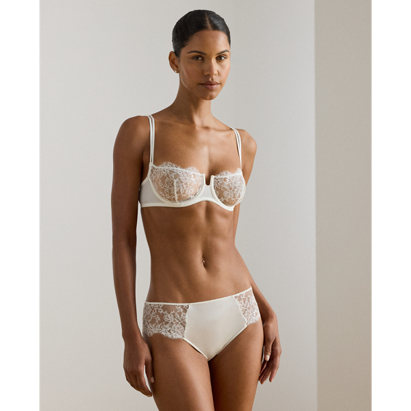 Ivory Satin-Lace Balconette Bra Lauren 3