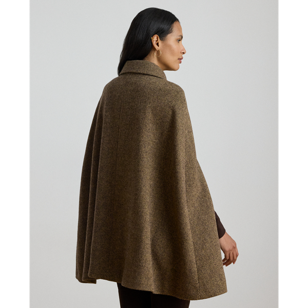 Buckle-Trim Wool-Blend Twill Cape