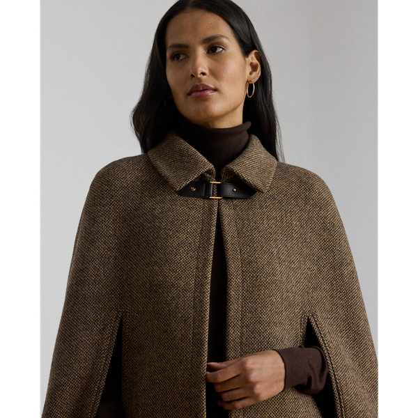 Buckle-Trim Wool-Blend Twill Cape