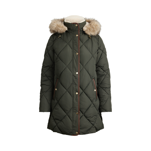 Faux-Fur-Trim Hooded Quilted Coat Lauren 1