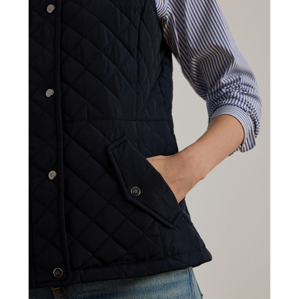 Crest-Patch Diamond-Quilted Vest