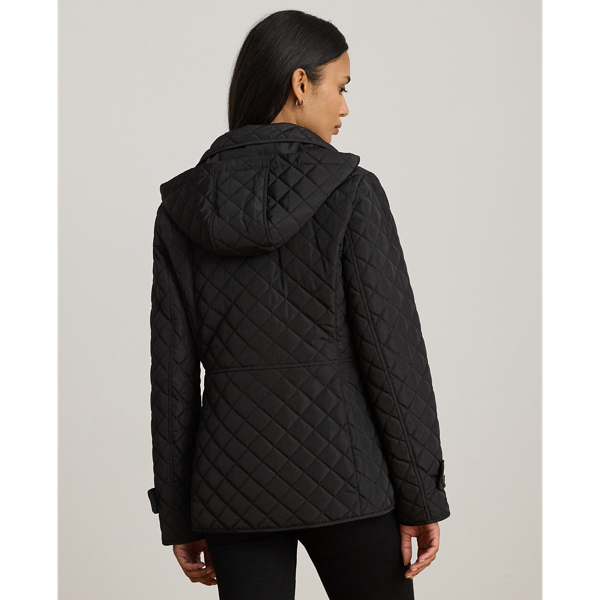 Crest-Patch Quilted Hooded Jacket