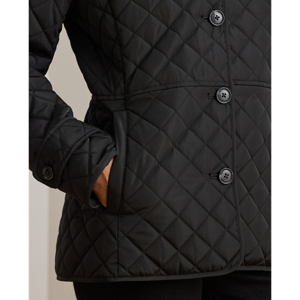 Crest-Patch Quilted Hooded Jacket