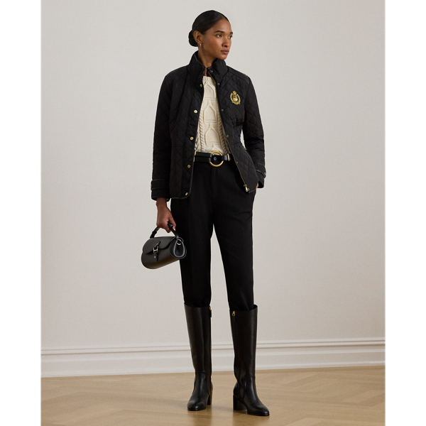 Crest-Patch Quilted Funnelneck Jacket