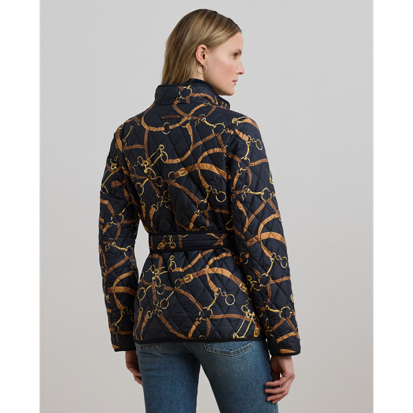 Belting-Print Quilted Mockneck Jacket - thumbnail 4