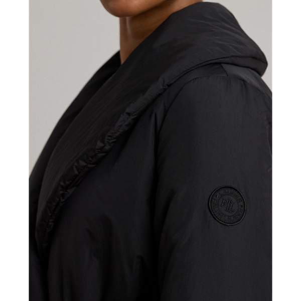 Belted Oversize-Collar Puffer Wrap Coat
