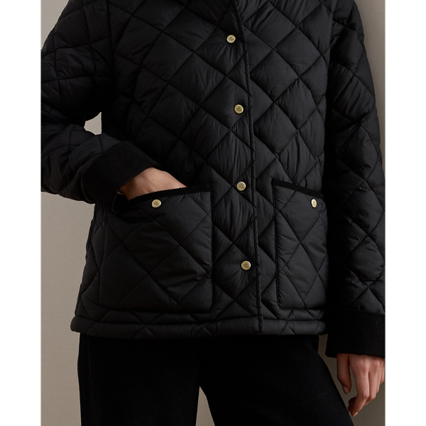 Corduroy-Trim Quilted Barn Jacket