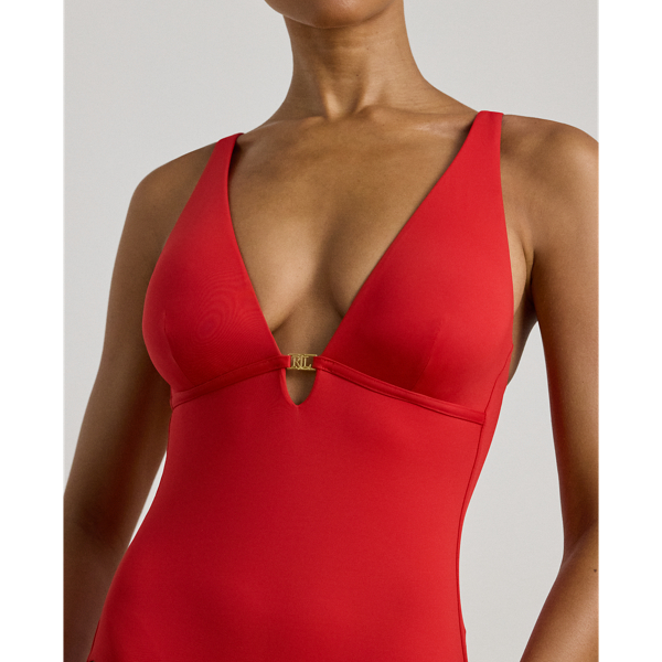 Einteiliger Badeanzug mit V-Ausschnitt Lauren in Cruising Rot 4