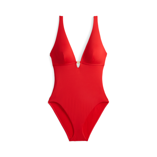 Einteiliger Badeanzug mit V-Ausschnitt Lauren in Cruising Rot 2