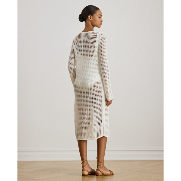 Geh&auml;kelter Leinen-Strand&uuml;berwurf Lauren in Wei&szlig; 4