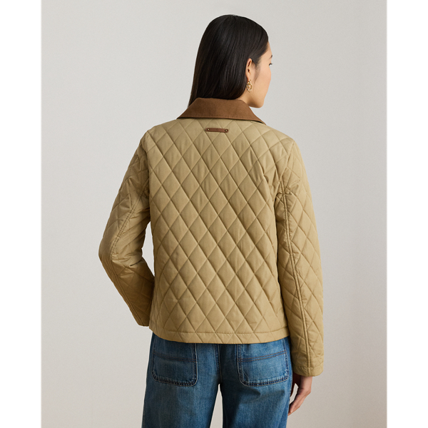 Twill-Trim Diamond-Quilted Barn Jacket