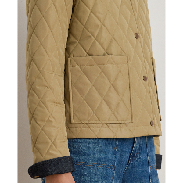 Twill-Trim Diamond-Quilted Barn Jacket