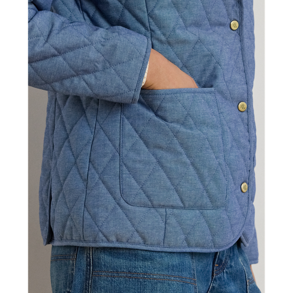 Diamond-Quilted Chambray Barn Jacket