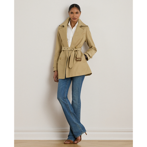 Birch Tan Double-Breasted Cotton-Blend Trench Coat Lauren 4