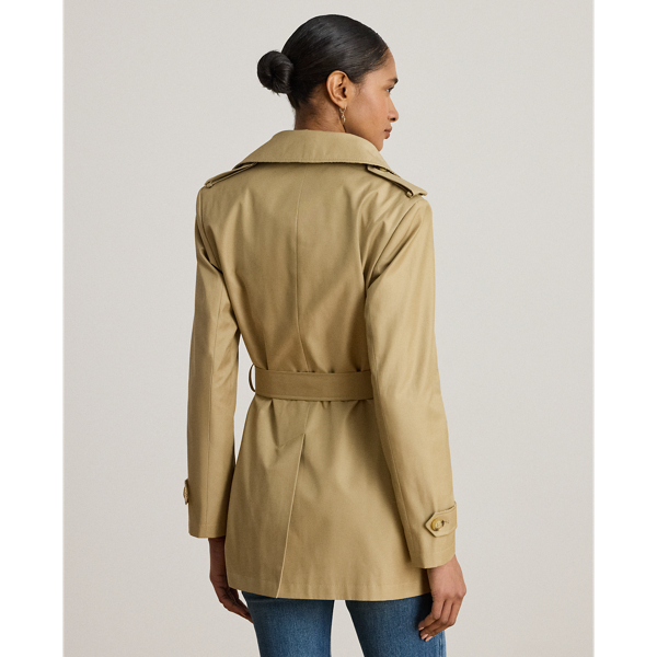 Birch Tan Double-Breasted Cotton-Blend Trench Coat Lauren 5