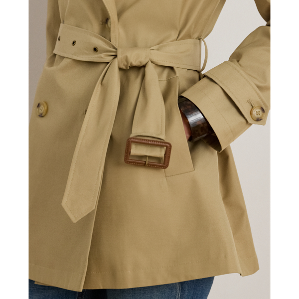Birch Tan Double-Breasted Cotton-Blend Trench Coat Lauren 6
