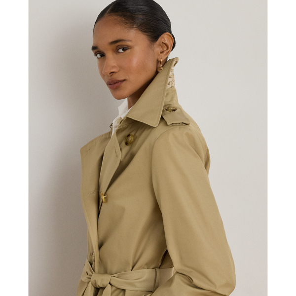 Birch Tan Double-Breasted Cotton-Blend Trench Coat Lauren 7