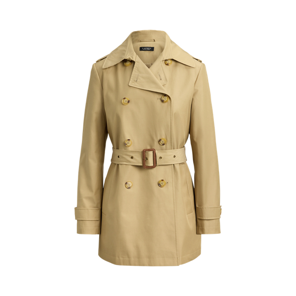 Birch Tan Double-Breasted Cotton-Blend Trench Coat Lauren 2