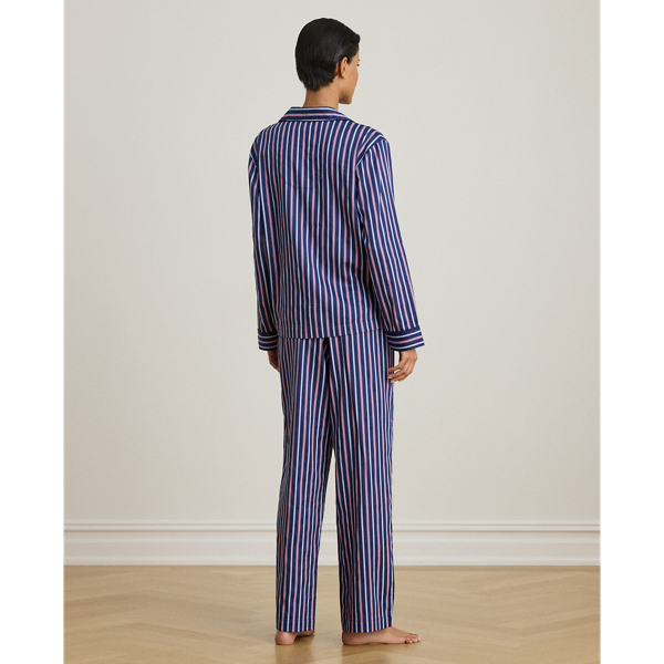 Navy Stripe Striped Cotton-Blend Sateen Sleep Set Lauren 4