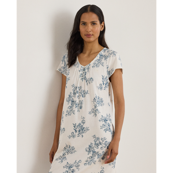 Ivory Floral Floral Jersey Ballet Nightgown Lauren 3