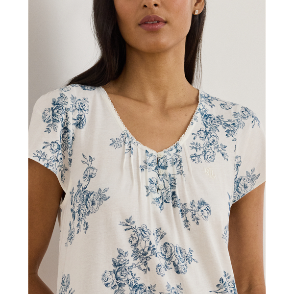 Ivory Floral Floral Jersey Ballet Nightgown Lauren 5