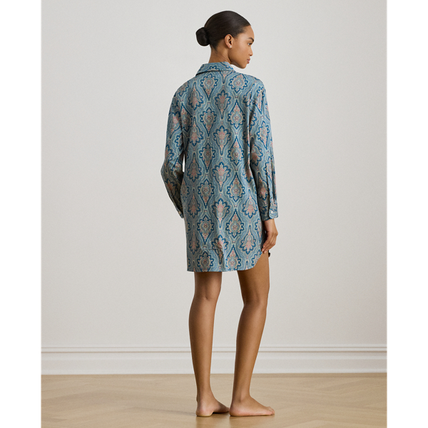 Paisley Cotton-Blend-Sateen Sleep Shirt