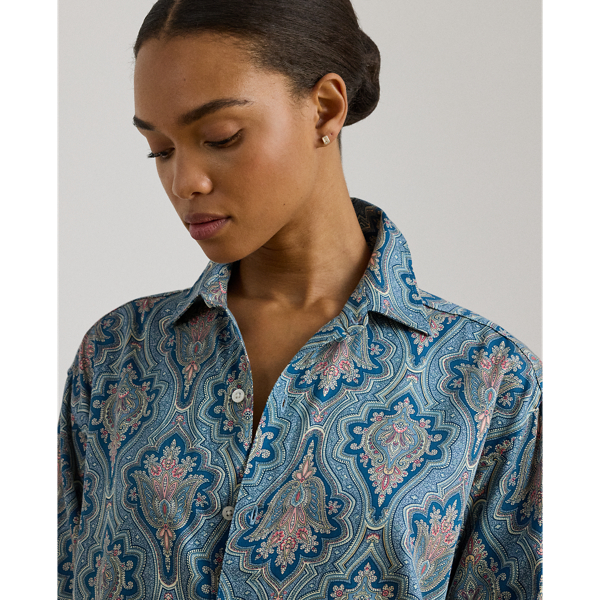 Paisley Cotton-Blend-Sateen Sleep Shirt