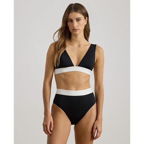 Верх бикини Two-Tone, V-образный вырез — Ralph Lauren, цвет: Чёрный
