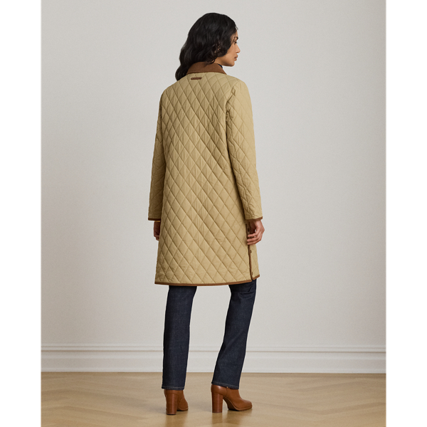 Birch Tan Crest-Patch Corduroy-Trim Quilted Jacket Lauren 5