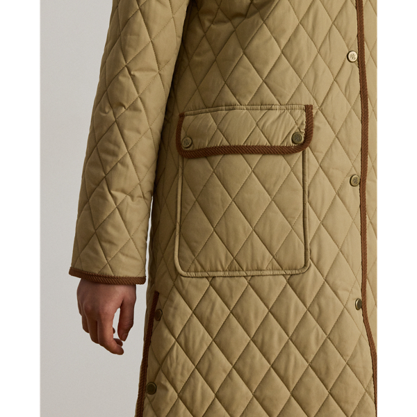 Birch Tan Crest-Patch Corduroy-Trim Quilted Jacket Lauren 7