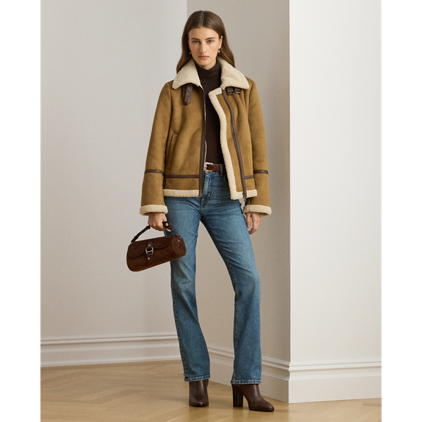 Veste &agrave; boucles en daim vegan Lauren en Camel 4