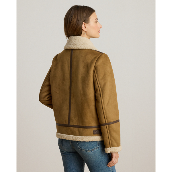 Veste &agrave; boucles en daim vegan Lauren en Camel 5